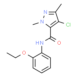 ChemSpider 2D Image | 4-Chloro-N-(2-ethoxyphenyl)-1,3-dimethyl-1H-pyrazole-5-carboxamide | C14H16ClN3O2