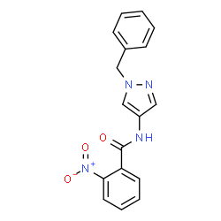 ChemSpider 2D Image | N-(1-Benzyl-1H-pyrazol-4-yl)-2-nitrobenzamide | C17H14N4O3