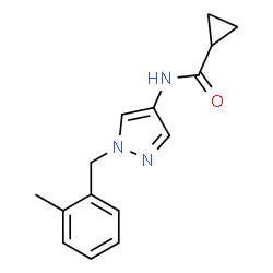 ChemSpider 2D Image | N-[1-(2-Methylbenzyl)-1H-pyrazol-4-yl]cyclopropanecarboxamide | C15H17N3O