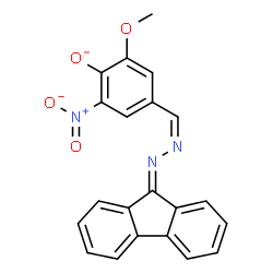 ChemSpider 2D Image | 4-[(Z)-(9H-Fluoren-9-ylidenehydrazono)methyl]-2-methoxy-6-nitrophenolate | C21H14N3O4