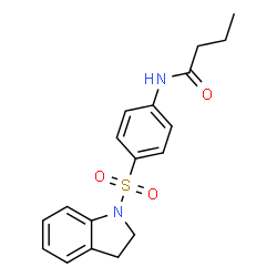ChemSpider 2D Image | N-[4-(2,3-dihydroindole-1-sulfonyl)phenyl]butanamide | C18H20N2O3S