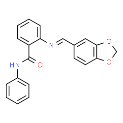 ChemSpider 2D Image | 2-[(E)-(1,3-Benzodioxol-5-ylmethylene)amino]-N-phenylbenzamide | C21H16N2O3