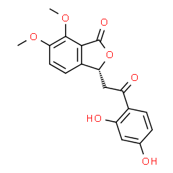 ChemSpider 2D Image | (3R)-3-[2-(2,4-Dihydroxyphenyl)-2-oxoethyl]-6,7-dimethoxy-2-benzofuran-1(3H)-one | C18H16O7