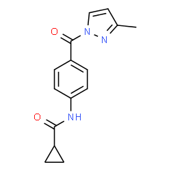 ChemSpider 2D Image | N-{4-[(3-Methyl-1H-pyrazol-1-yl)carbonyl]phenyl}cyclopropanecarboxamide | C15H15N3O2