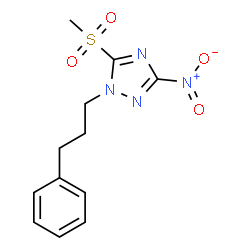 ChemSpider 2D Image | 5-(Methylsulfonyl)-3-nitro-1-(3-phenylpropyl)-1H-1,2,4-triazole | C12H14N4O4S