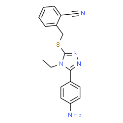 ChemSpider 2D Image | 2-({[5-(4-Aminophenyl)-4-ethyl-4H-1,2,4-triazol-3-yl]sulfanyl}methyl)benzonitrile | C18H17N5S