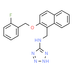 ChemSpider 2D Image | N-({2-[(2-Fluorobenzyl)oxy]-1-naphthyl}methyl)-2H-tetrazol-5-amine | C19H16FN5O