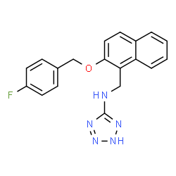 ChemSpider 2D Image | N-({2-[(4-Fluorobenzyl)oxy]-1-naphthyl}methyl)-1H-tetrazol-5-amine | C19H16FN5O