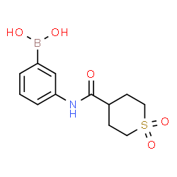 ChemSpider 2D Image | (3-{[(1,1-Dioxidotetrahydro-2H-thiopyran-4-yl)carbonyl]amino}phenyl)boronic acid | C12H16BNO5S