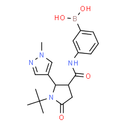 ChemSpider 2D Image | [3-({[1-(2-Methyl-2-propanyl)-2-(1-methyl-1H-pyrazol-4-yl)-5-oxo-3-pyrrolidinyl]carbonyl}amino)phenyl]boronic acid | C19H25BN4O4