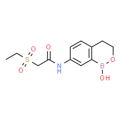 ChemSpider 2D Image | 2-(Ethylsulfonyl)-N-(1-hydroxy-3,4-dihydro-1H-2,1-benzoxaborinin-7-yl)acetamide | C12H16BNO5S