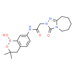ChemSpider 2D Image | N-(1-Hydroxy-3,3-dimethyl-3,4-dihydro-1H-2,1-benzoxaborinin-7-yl)-2-(3-oxo-6,7,8,9-tetrahydro-3H-[1,2,4]triazolo[4,3-a]azepin-2(5H)-yl)acetamide | C19H25BN4O4