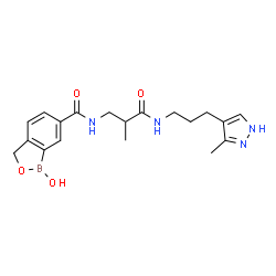 ChemSpider 2D Image | 1-Hydroxy-N-(2-methyl-3-{[3-(3-methyl-1H-pyrazol-4-yl)propyl]amino}-3-oxopropyl)-1,3-dihydro-2,1-benzoxaborole-6-carboxamide | C19H25BN4O4