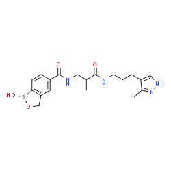 ChemSpider 2D Image | 1-Hydroxy-N-(2-methyl-3-{[3-(3-methyl-1H-pyrazol-4-yl)propyl]amino}-3-oxopropyl)-1,3-dihydro-2,1-benzoxaborole-5-carboxamide | C19H25BN4O4