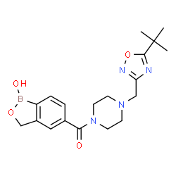 ChemSpider 2D Image | (1-Hydroxy-1,3-dihydro-2,1-benzoxaborol-5-yl)(4-{[5-(2-methyl-2-propanyl)-1,2,4-oxadiazol-3-yl]methyl}-1-piperazinyl)methanone | C19H25BN4O4