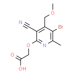 ChemSpider 2D Image | {[5-Bromo-3-cyano-4-(methoxymethyl)-6-methyl-2-pyridinyl]oxy}acetic acid | C11H11BrN2O4