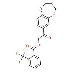 ChemSpider 2D Image | 2-(3,4-Dihydro-2H-1,5-benzodioxepin-7-yl)-2-oxoethyl 2-(trifluoromethyl)benzoate | C19H15F3O5