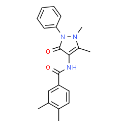 ChemSpider 2D Image | N-(1,5-Dimethyl-3-oxo-2-phenyl-2,3-dihydro-1H-pyrazol-4-yl)-3,4-dimethylbenzamide | C20H21N3O2