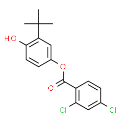 ChemSpider 2D Image | 4-Hydroxy-3-(2-methyl-2-propanyl)phenyl 2,4-dichlorobenzoate | C17H16Cl2O3