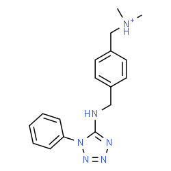 ChemSpider 2D Image | N,N-Dimethyl(4-{[(1-phenyl-1H-tetrazol-5-yl)amino]methyl}phenyl)methanaminium | C17H21N6