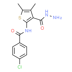 ChemSpider 2D Image | 4-Chloro-N-[3-(hydrazinocarbonyl)-4,5-dimethyl-2-thienyl]benzamide | C14H14ClN3O2S