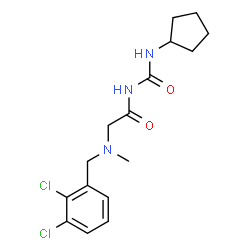 ChemSpider 2D Image | N-(Cyclopentylcarbamoyl)-N~2~-(2,3-dichlorobenzyl)-N~2~-methylglycinamide | C16H21Cl2N3O2