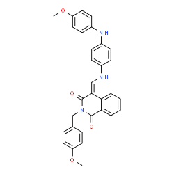 ChemSpider 2D Image | (4E)-2-(4-Methoxybenzyl)-4-[({4-[(4-methoxyphenyl)amino]phenyl}amino)methylene]-1,3(2H,4H)-isoquinolinedione | C31H27N3O4