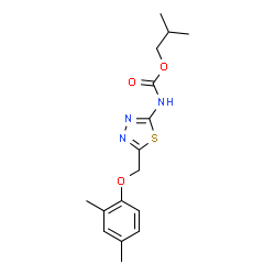 ChemSpider 2D Image | Isobutyl {5-[(2,4-dimethylphenoxy)methyl]-1,3,4-thiadiazol-2-yl}carbamate | C16H21N3O3S