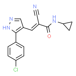ChemSpider 2D Image | (2E)-3-[3-(4-Chlorophenyl)-1H-pyrazol-4-yl]-2-cyano-N-cyclopropylacrylamide | C16H13ClN4O