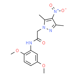 ChemSpider 2D Image | N-(2,5-Dimethoxyphenyl)-2-(3,5-dimethyl-4-nitro-1H-pyrazol-1-yl)acetamide | C15H18N4O5