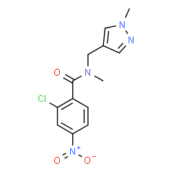 ChemSpider 2D Image | 2-Chloro-N-methyl-N-[(1-methyl-1H-pyrazol-4-yl)methyl]-4-nitrobenzamide | C13H13ClN4O3