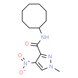 ChemSpider 2D Image | N-Cyclooctyl-1-methyl-4-nitro-1H-pyrazole-3-carboxamide | C13H20N4O3