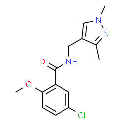 ChemSpider 2D Image | 5-Chloro-N-[(1,3-dimethyl-1H-pyrazol-4-yl)methyl]-2-methoxybenzamide | C14H16ClN3O2