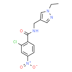 ChemSpider 2D Image | 2-Chloro-N-[(1-ethyl-1H-pyrazol-4-yl)methyl]-4-nitrobenzamide | C13H13ClN4O3