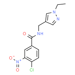 ChemSpider 2D Image | 4-Chloro-N-[(1-ethyl-1H-pyrazol-4-yl)methyl]-3-nitrobenzamide | C13H13ClN4O3