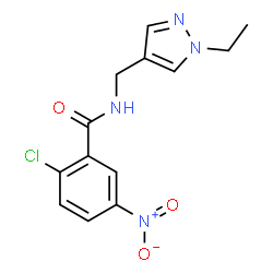 ChemSpider 2D Image | 2-Chloro-N-[(1-ethyl-1H-pyrazol-4-yl)methyl]-5-nitrobenzamide | C13H13ClN4O3