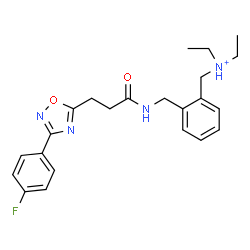 ChemSpider 2D Image | N-Ethyl-N-{2-[({3-[3-(4-fluorophenyl)-1,2,4-oxadiazol-5-yl]propanoyl}amino)methyl]benzyl}ethanaminium | C23H28FN4O2