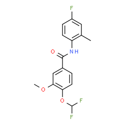 ChemSpider 2D Image | 4-(Difluoromethoxy)-N-(4-fluoro-2-methylphenyl)-3-methoxybenzamide | C16H14F3NO3