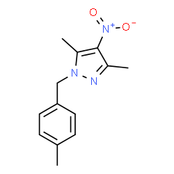 ChemSpider 2D Image | 3,5-Dimethyl-1-(4-methylbenzyl)-4-nitro-1H-pyrazole | C13H15N3O2
