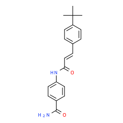 ChemSpider 2D Image | 4-({(2E)-3-[4-(2-Methyl-2-propanyl)phenyl]-2-propenoyl}amino)benzamide | C20H22N2O2