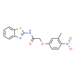 ChemSpider 2D Image | N-(1,3-Benzothiazol-2-yl)-2-(3-methyl-4-nitrophenoxy)acetamide | C16H13N3O4S