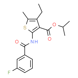 ChemSpider 2D Image | Isopropyl 4-ethyl-2-[(3-fluorobenzoyl)amino]-5-methyl-3-thiophenecarboxylate | C18H20FNO3S