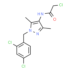 ChemSpider 2D Image | 2-Chloro-N-[1-(2,4-dichlorobenzyl)-3,5-dimethyl-1H-pyrazol-4-yl]acetamide | C14H14Cl3N3O