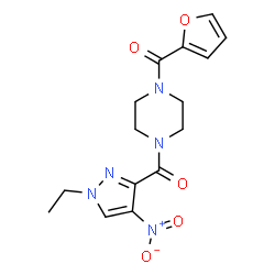 ChemSpider 2D Image | (1-Ethyl-4-nitro-1H-pyrazol-3-yl)[4-(2-furoyl)-1-piperazinyl]methanone | C15H17N5O5