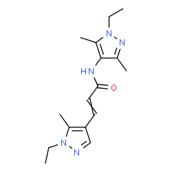ChemSpider 2D Image | N-(1-Ethyl-3,5-dimethyl-1H-pyrazol-4-yl)-3-(1-ethyl-5-methyl-1H-pyrazol-4-yl)acrylamide | C16H23N5O