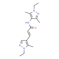 ChemSpider 2D Image | (2E)-N-(1-Ethyl-3,5-dimethyl-1H-pyrazol-4-yl)-3-(1-ethyl-5-methyl-1H-pyrazol-4-yl)acrylamide | C16H23N5O