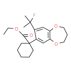 ChemSpider 2D Image | Ethyl 1-[8-(2-fluoro-2-propanyl)-3,4-dihydro-2H-1,5-benzodioxepin-7-yl]cyclohexanecarboxylate | C21H29FO4