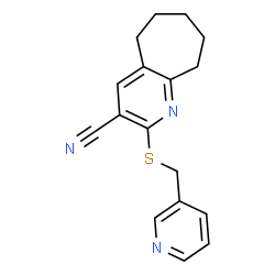 ChemSpider 2D Image | 2-[(3-Pyridinylmethyl)sulfanyl]-6,7,8,9-tetrahydro-5H-cyclohepta[b]pyridine-3-carbonitrile | C17H17N3S