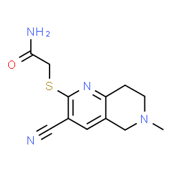 ChemSpider 2D Image | 2-[(3-Cyano-6-methyl-5,6,7,8-tetrahydro-1,6-naphthyridin-2-yl)sulfanyl]acetamide | C12H14N4OS