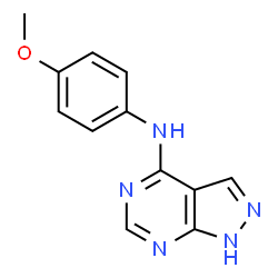 ChemSpider 2D Image | N-(4-Methoxyphenyl)-1H-pyrazolo[3,4-d]pyrimidin-4-amine | C12H11N5O